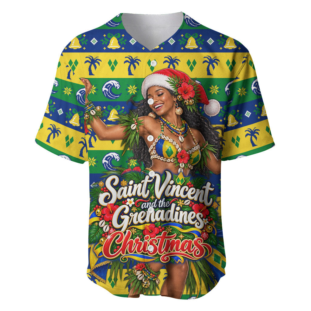 Saint Vincent And The Grenadines Christmas Baseball Jersey Caribbean Island Girl Dancer Tropical Winter