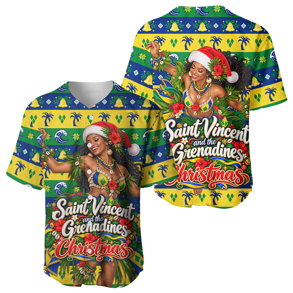 Saint Vincent And The Grenadines Christmas Baseball Jersey Caribbean Island Girl Dancer Tropical Winter