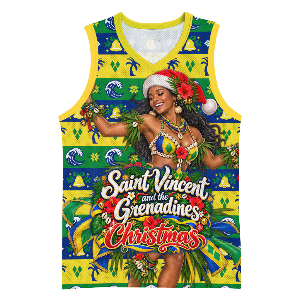 Saint Vincent And The Grenadines Christmas Basketball Jersey Caribbean Island Girl Dancer Tropical Winter