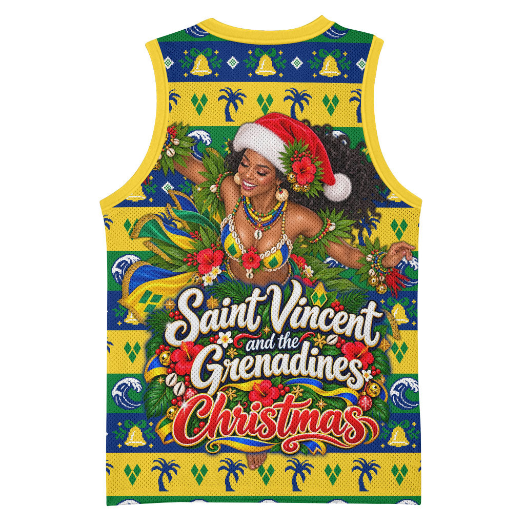 Saint Vincent And The Grenadines Christmas Basketball Jersey Caribbean Island Girl Dancer Tropical Winter