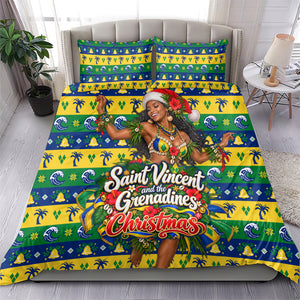 Saint Vincent And The Grenadines Christmas Bedding Set Caribbean Island Girl Dancer Tropical Winter