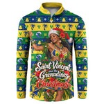 Saint Vincent And The Grenadines Christmas Button Sweatshirt Caribbean Island Girl Dancer Tropical Winter