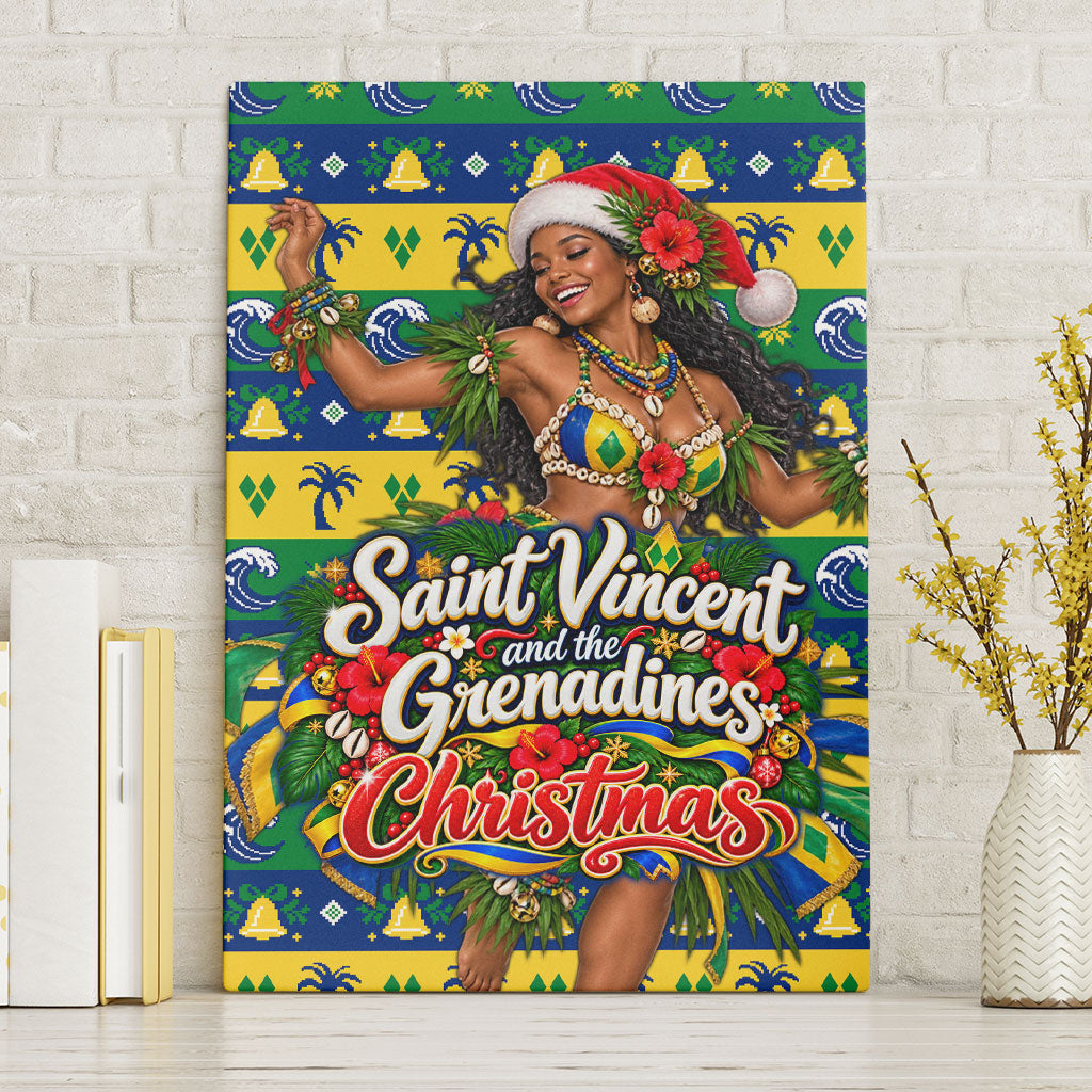 Saint Vincent And The Grenadines Christmas Canvas Wall Art Caribbean Island Girl Dancer Tropical Winter