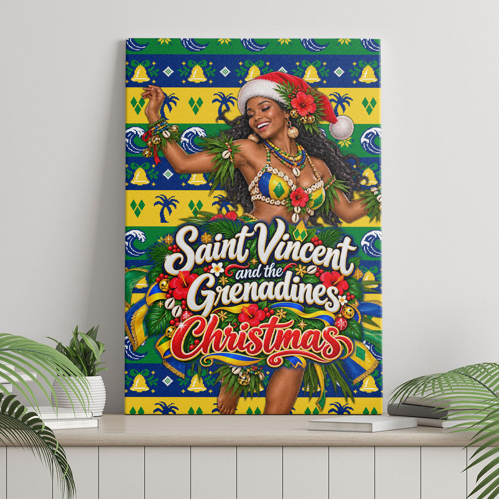 Saint Vincent And The Grenadines Christmas Canvas Wall Art Caribbean Island Girl Dancer Tropical Winter
