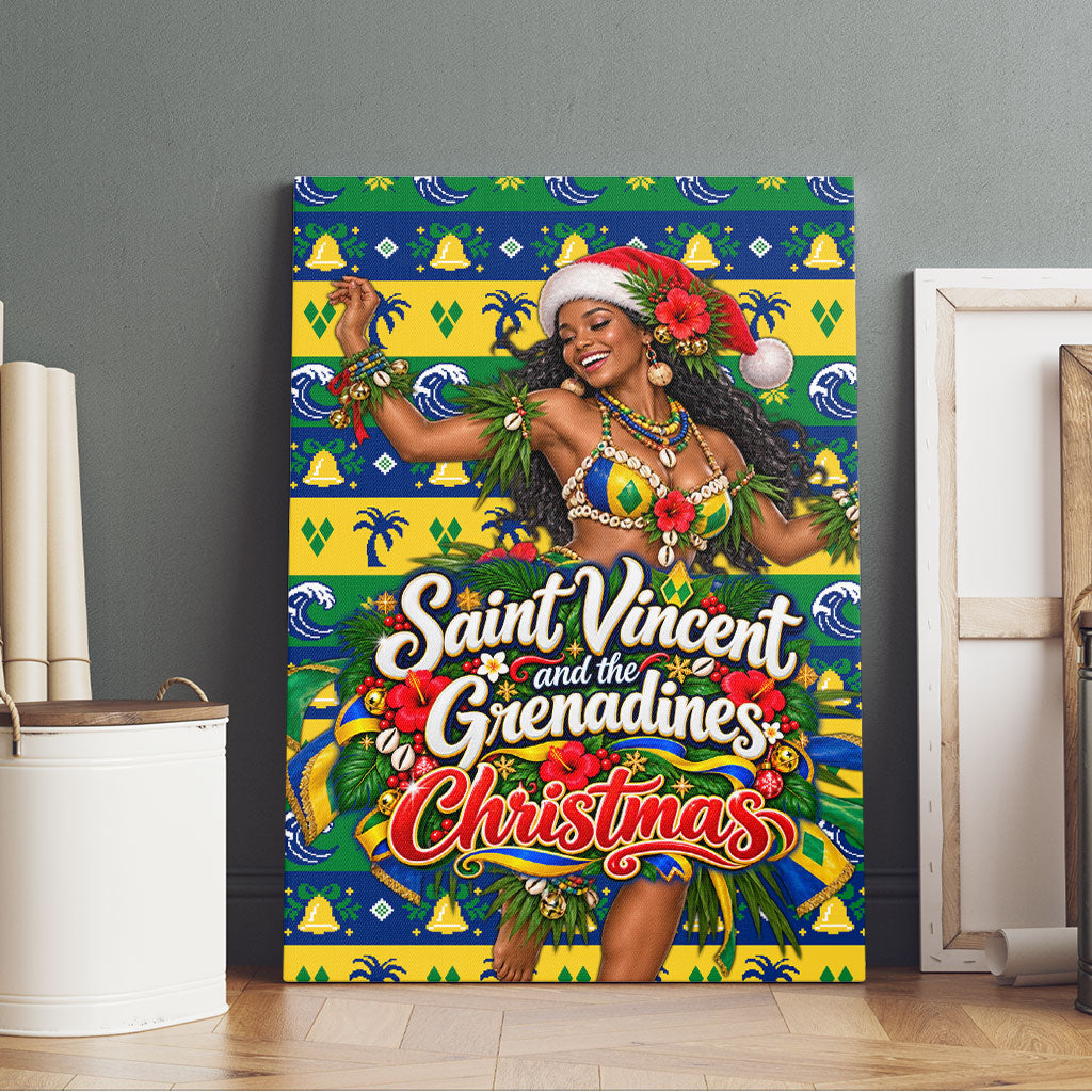 Saint Vincent And The Grenadines Christmas Canvas Wall Art Caribbean Island Girl Dancer Tropical Winter