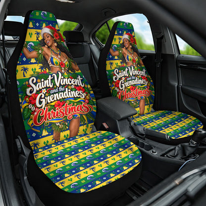Saint Vincent And The Grenadines Christmas Car Seat Cover Caribbean Island Girl Dancer Tropical Winter