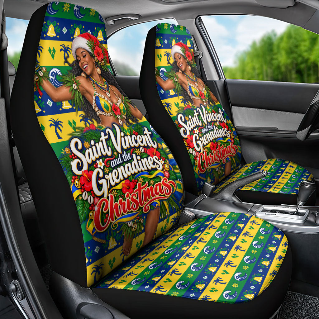 Saint Vincent And The Grenadines Christmas Car Seat Cover Caribbean Island Girl Dancer Tropical Winter