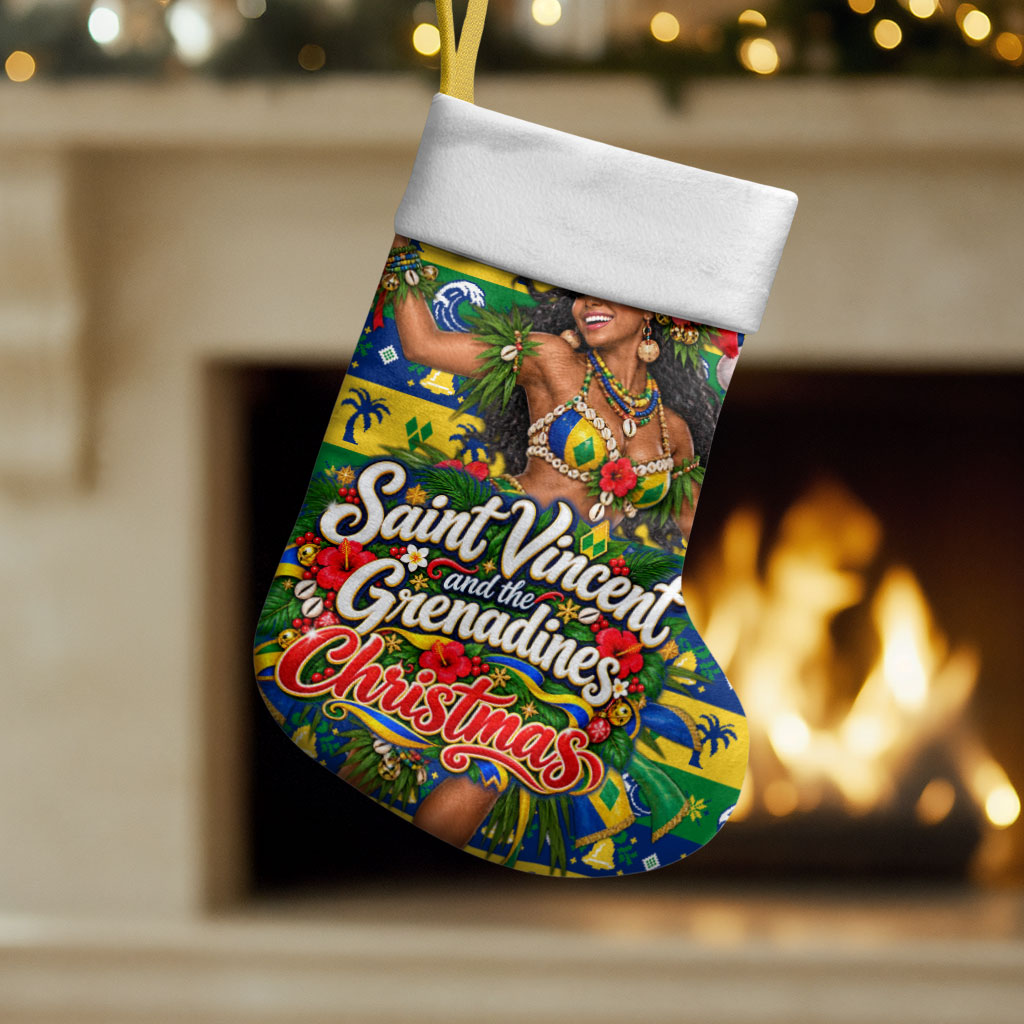 Saint Vincent And The Grenadines Christmas Stocking Caribbean Island Girl Dancer Tropical Winter