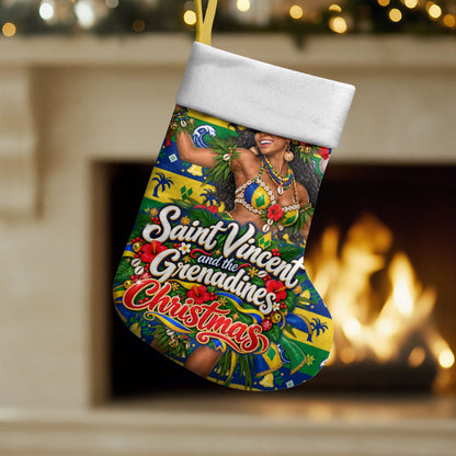 Saint Vincent And The Grenadines Christmas Stocking Caribbean Island Girl Dancer Tropical Winter