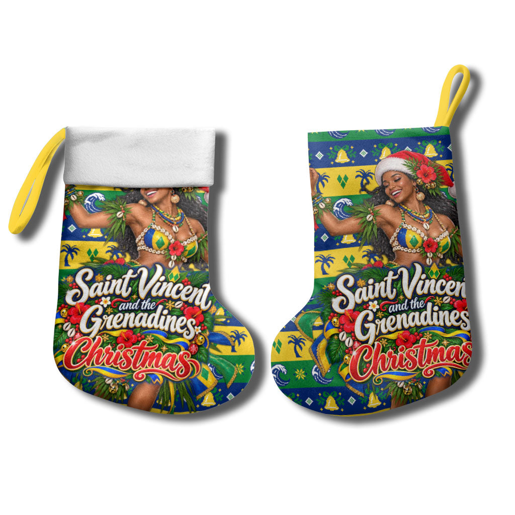 Saint Vincent And The Grenadines Christmas Stocking Caribbean Island Girl Dancer Tropical Winter