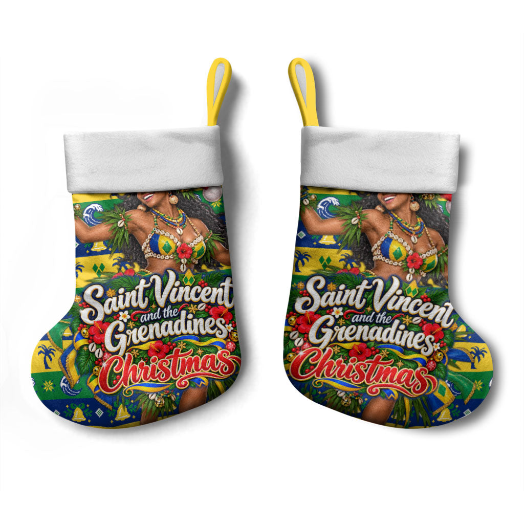 Saint Vincent And The Grenadines Christmas Stocking Caribbean Island Girl Dancer Tropical Winter