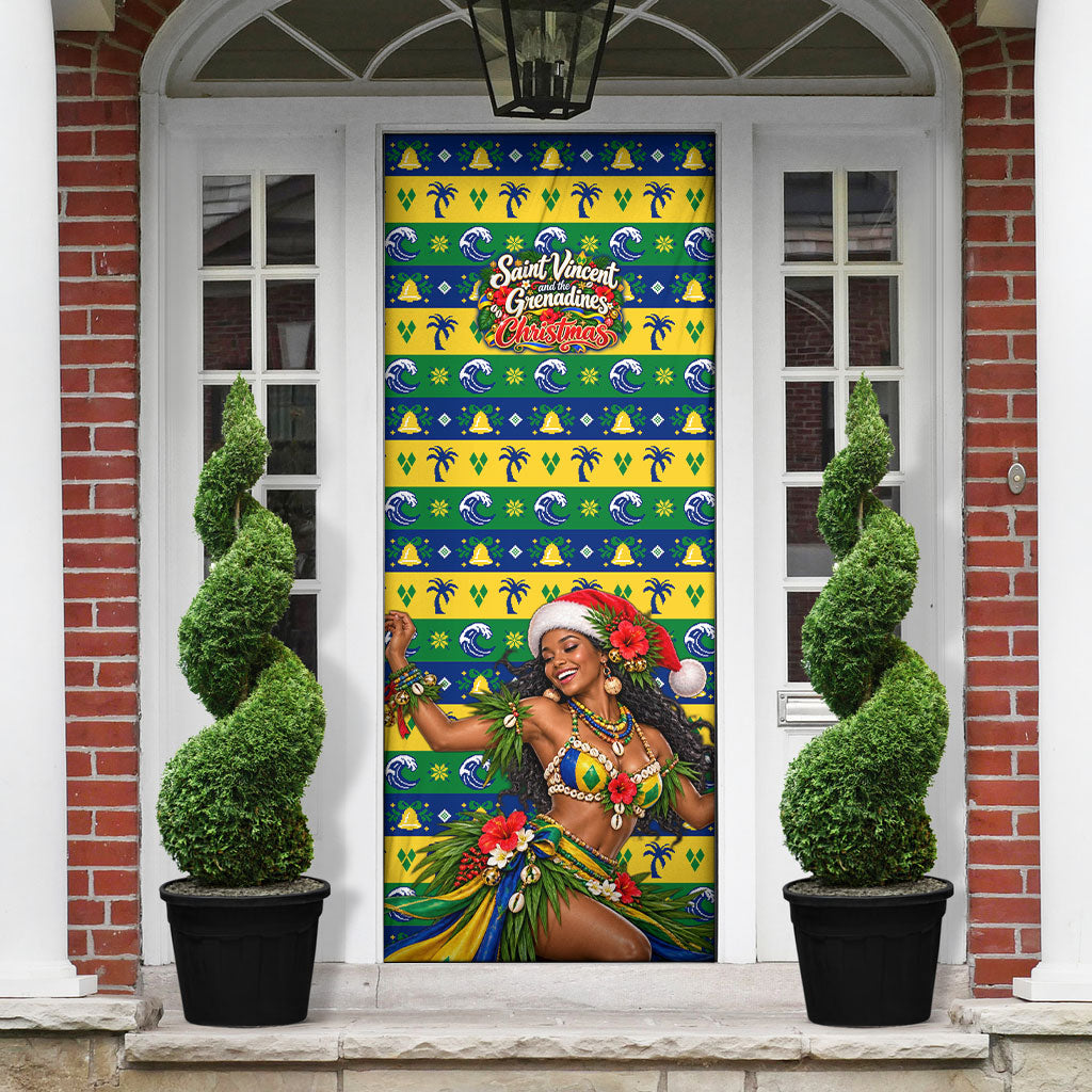Saint Vincent And The Grenadines Christmas Door Cover Caribbean Island Girl Dancer Tropical Winter