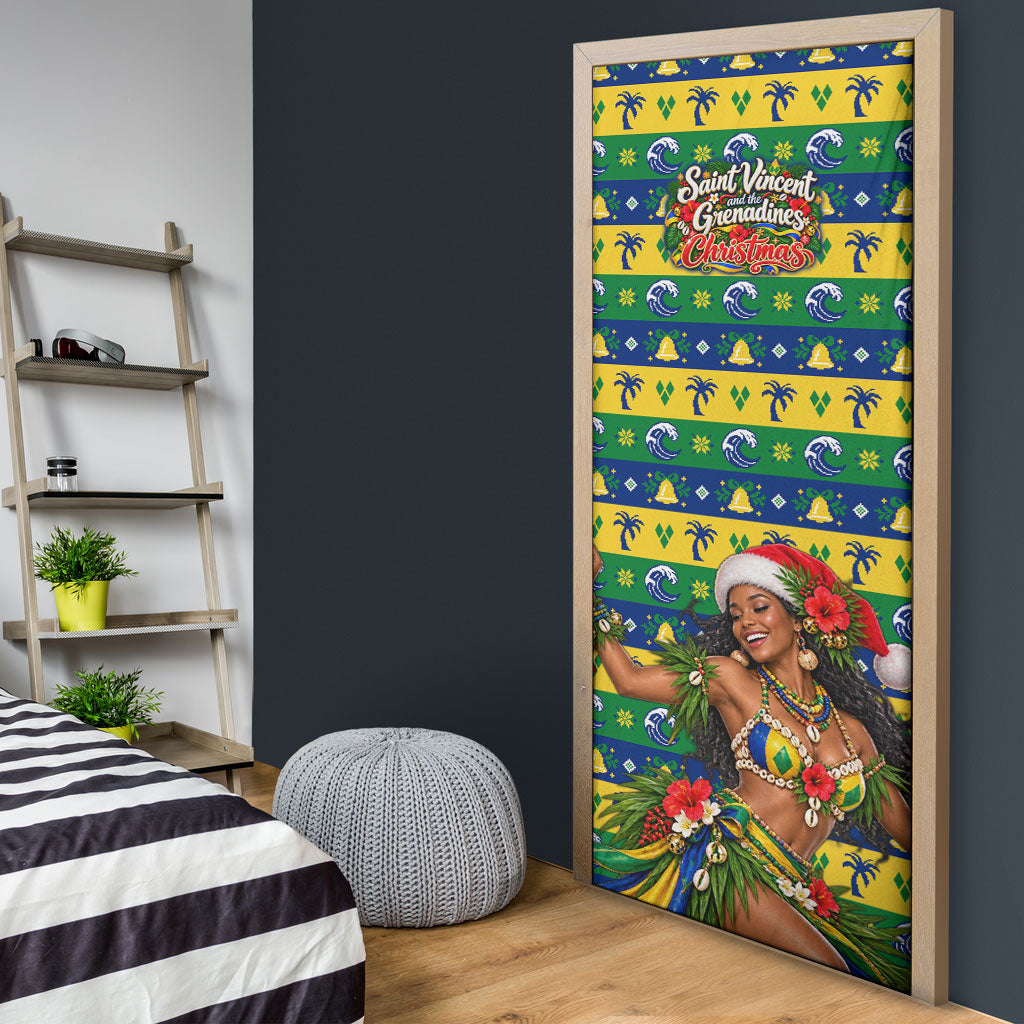 Saint Vincent And The Grenadines Christmas Door Cover Caribbean Island Girl Dancer Tropical Winter