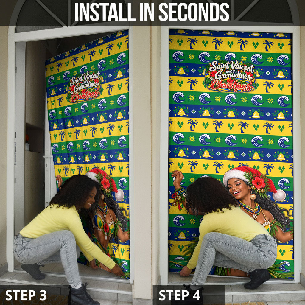 Saint Vincent And The Grenadines Christmas Door Cover Caribbean Island Girl Dancer Tropical Winter