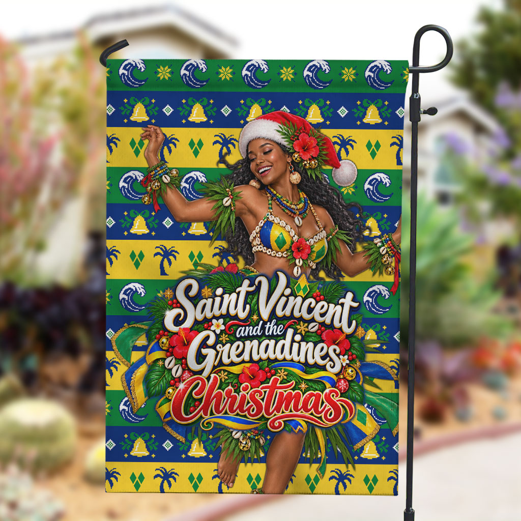 Saint Vincent And The Grenadines Christmas Garden Flag Caribbean Island Girl Dancer Tropical Winter