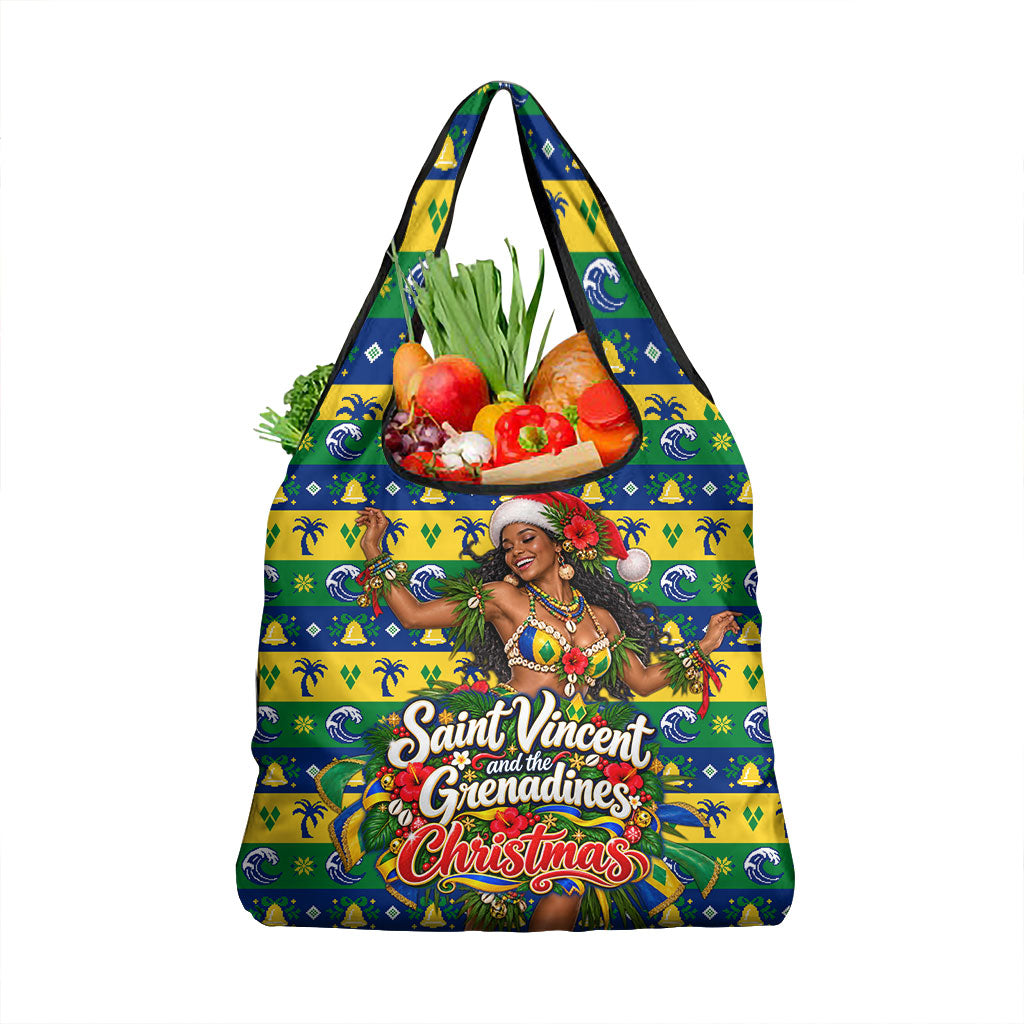 Saint Vincent And The Grenadines Christmas Grocery Bag Caribbean Island Girl Dancer Tropical Winter