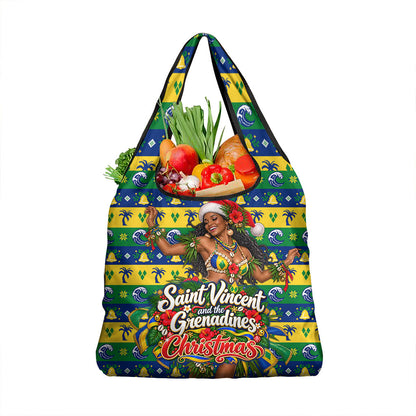 Saint Vincent And The Grenadines Christmas Grocery Bag Caribbean Island Girl Dancer Tropical Winter
