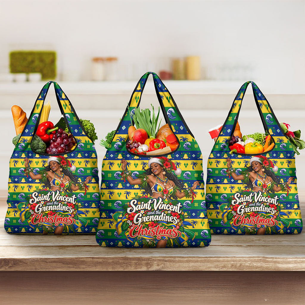Saint Vincent And The Grenadines Christmas Grocery Bag Caribbean Island Girl Dancer Tropical Winter