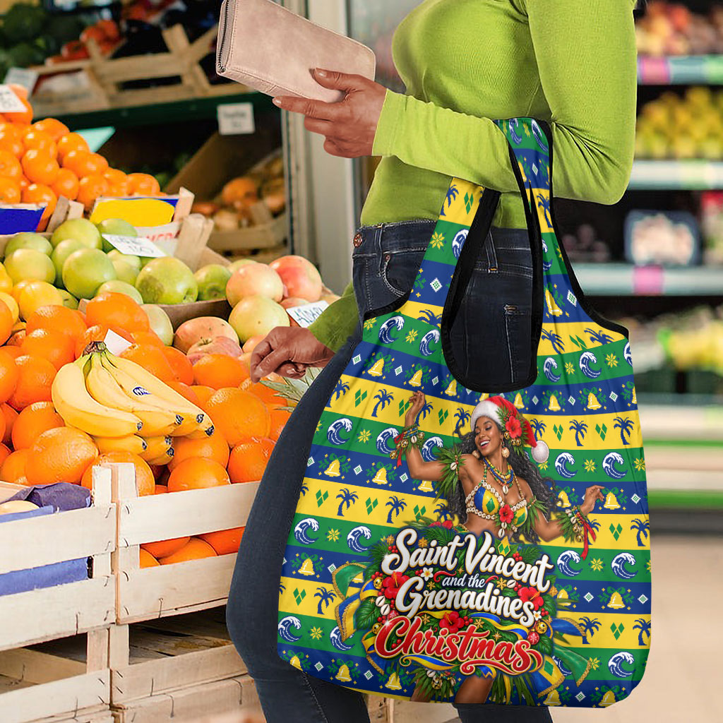 Saint Vincent And The Grenadines Christmas Grocery Bag Caribbean Island Girl Dancer Tropical Winter