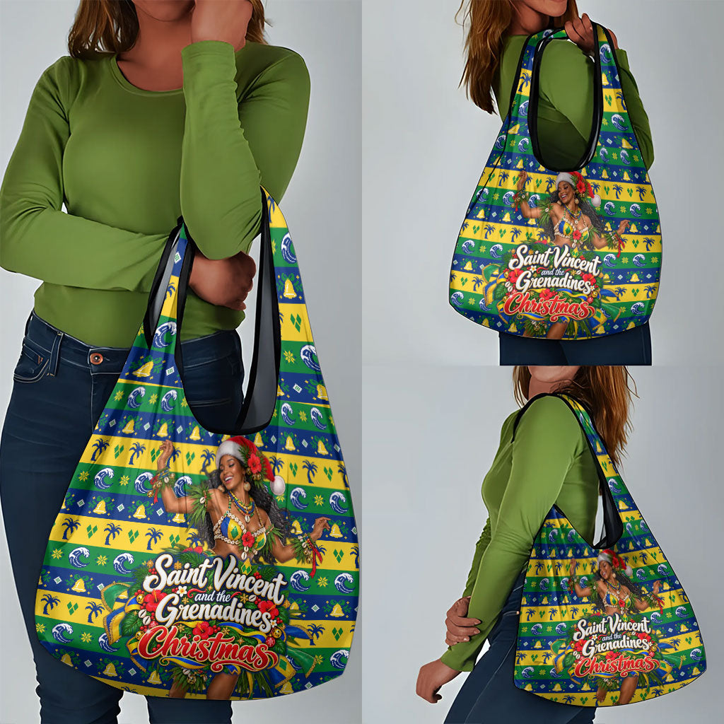 Saint Vincent And The Grenadines Christmas Grocery Bag Caribbean Island Girl Dancer Tropical Winter