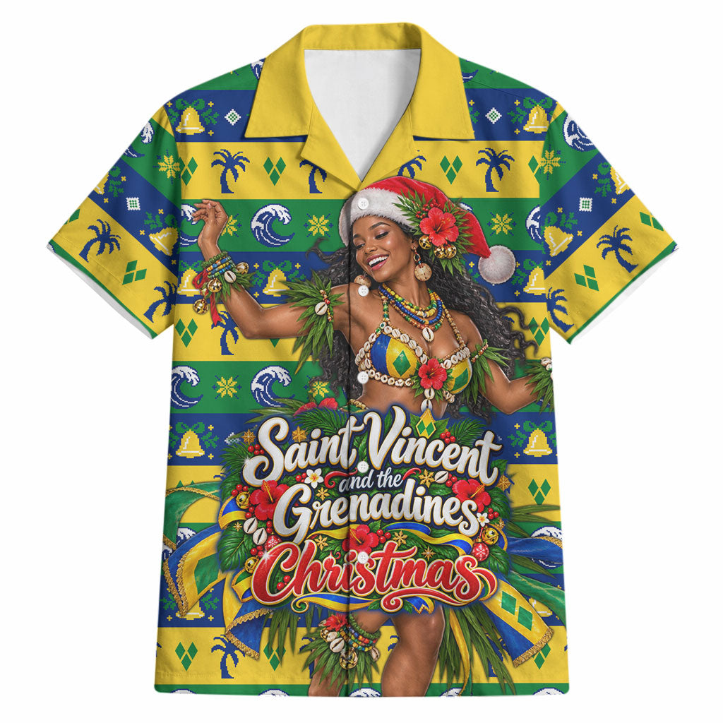 Saint Vincent And The Grenadines Christmas Hawaiian Shirt Caribbean Island Girl Dancer Tropical Winter