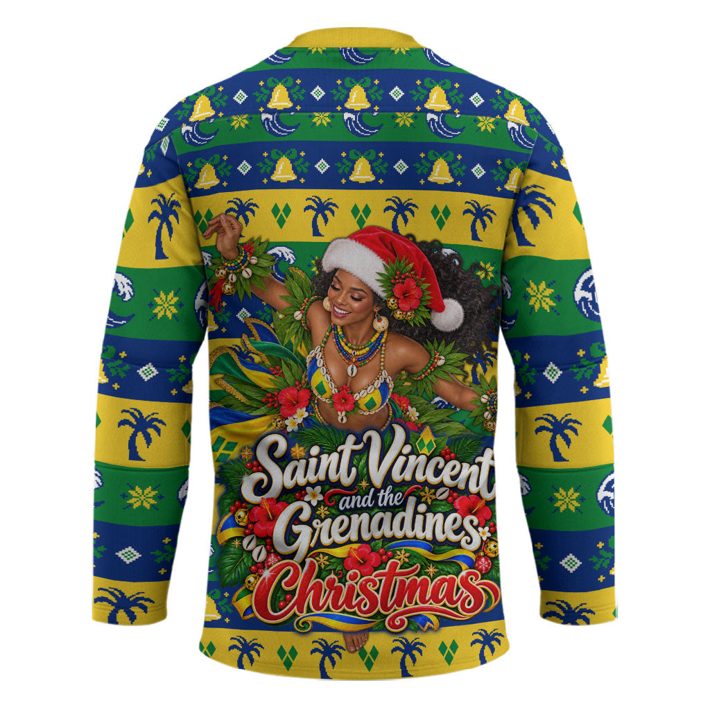 Saint Vincent And The Grenadines Christmas Hockey Jersey Caribbean Island Girl Dancer Tropical Winter
