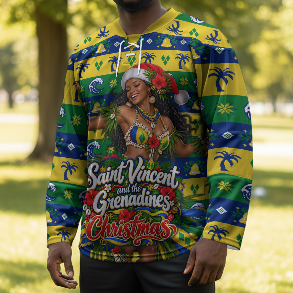Saint Vincent And The Grenadines Christmas Hockey Jersey Caribbean Island Girl Dancer Tropical Winter