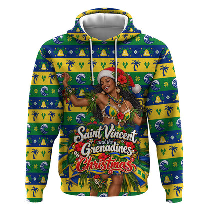 Saint Vincent And The Grenadines Christmas Hoodie Caribbean Island Girl Dancer Tropical Winter