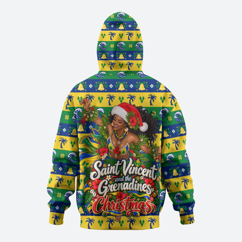 Saint Vincent And The Grenadines Christmas Hoodie Caribbean Island Girl Dancer Tropical Winter
