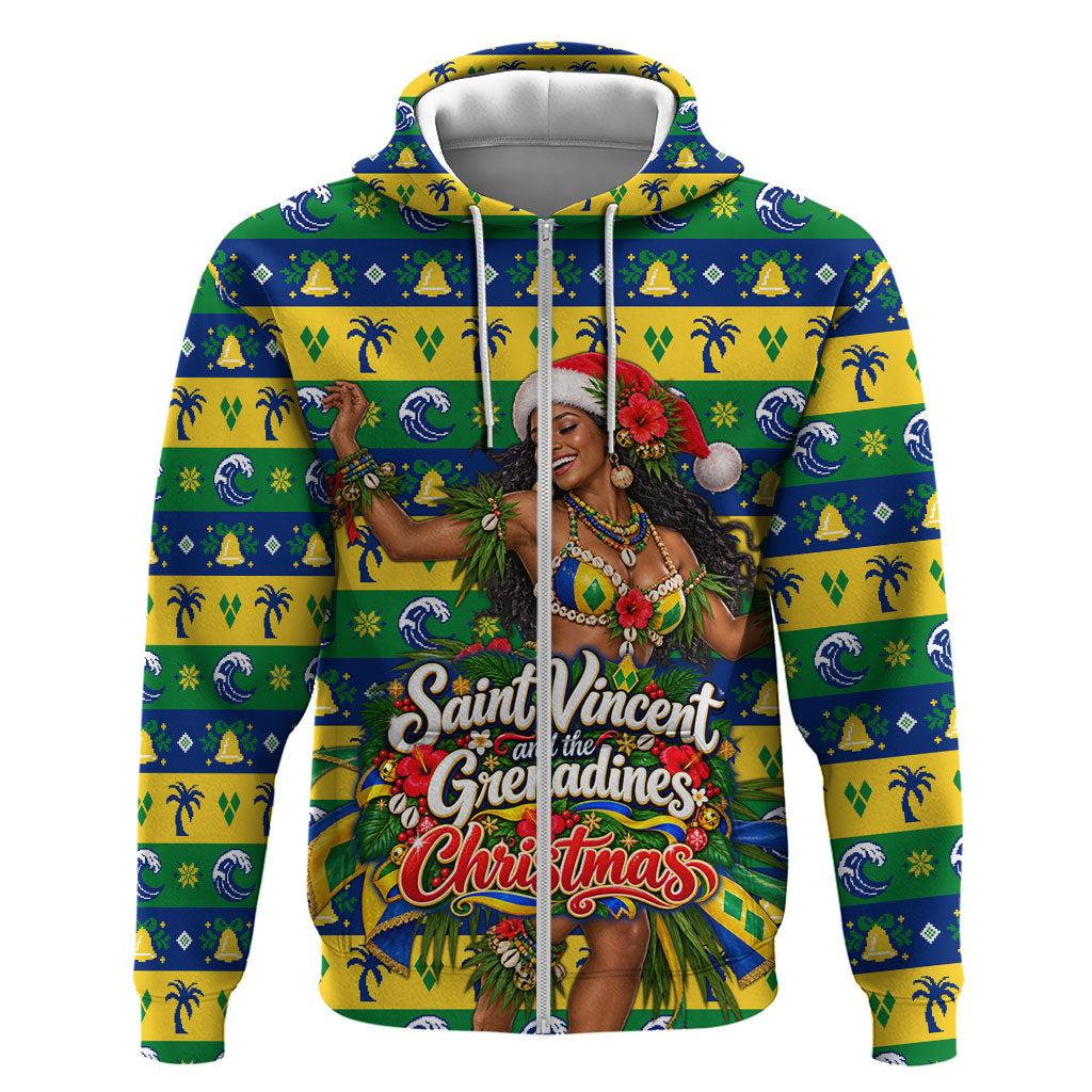 Saint Vincent And The Grenadines Christmas Hoodie Caribbean Island Girl Dancer Tropical Winter