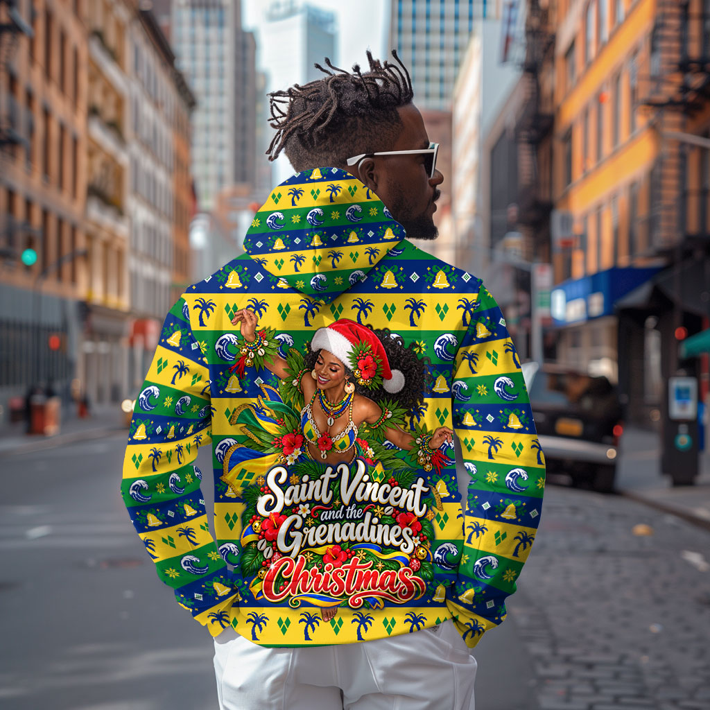 Saint Vincent And The Grenadines Christmas Hoodie Caribbean Island Girl Dancer Tropical Winter