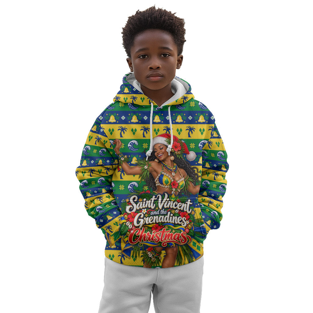 Saint Vincent And The Grenadines Christmas Kid Hoodie Caribbean Island Girl Dancer Tropical Winter