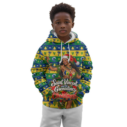 Saint Vincent And The Grenadines Christmas Kid Hoodie Caribbean Island Girl Dancer Tropical Winter