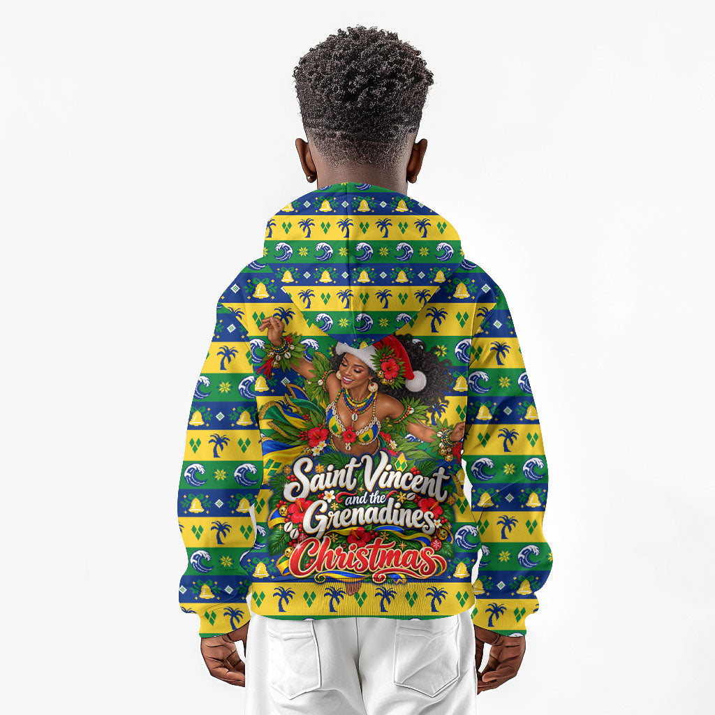 Saint Vincent And The Grenadines Christmas Kid Hoodie Caribbean Island Girl Dancer Tropical Winter