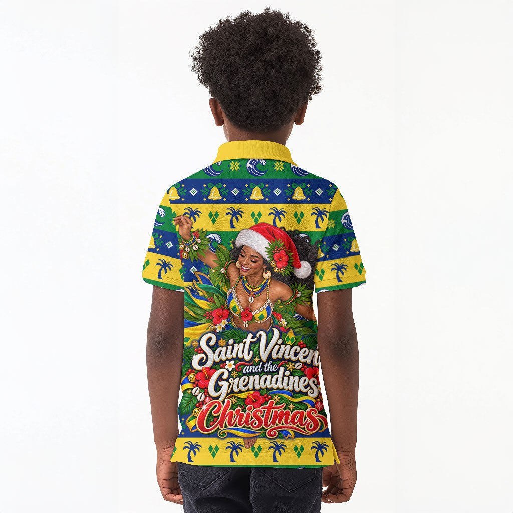 Saint Vincent And The Grenadines Christmas Kid Polo Shirt Caribbean Island Girl Dancer Tropical Winter