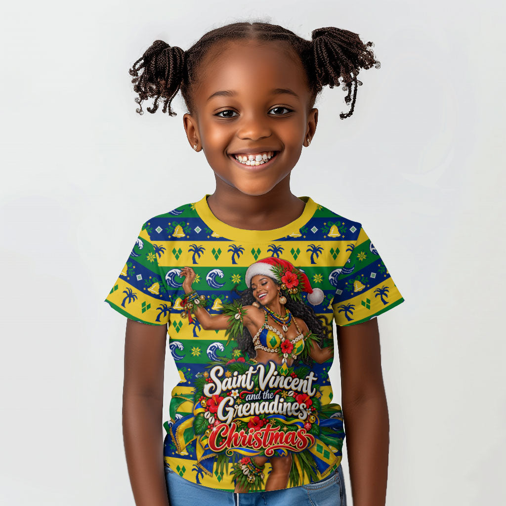 Saint Vincent And The Grenadines Christmas Kid T shirt Caribbean Island Girl Dancer Tropical Winter