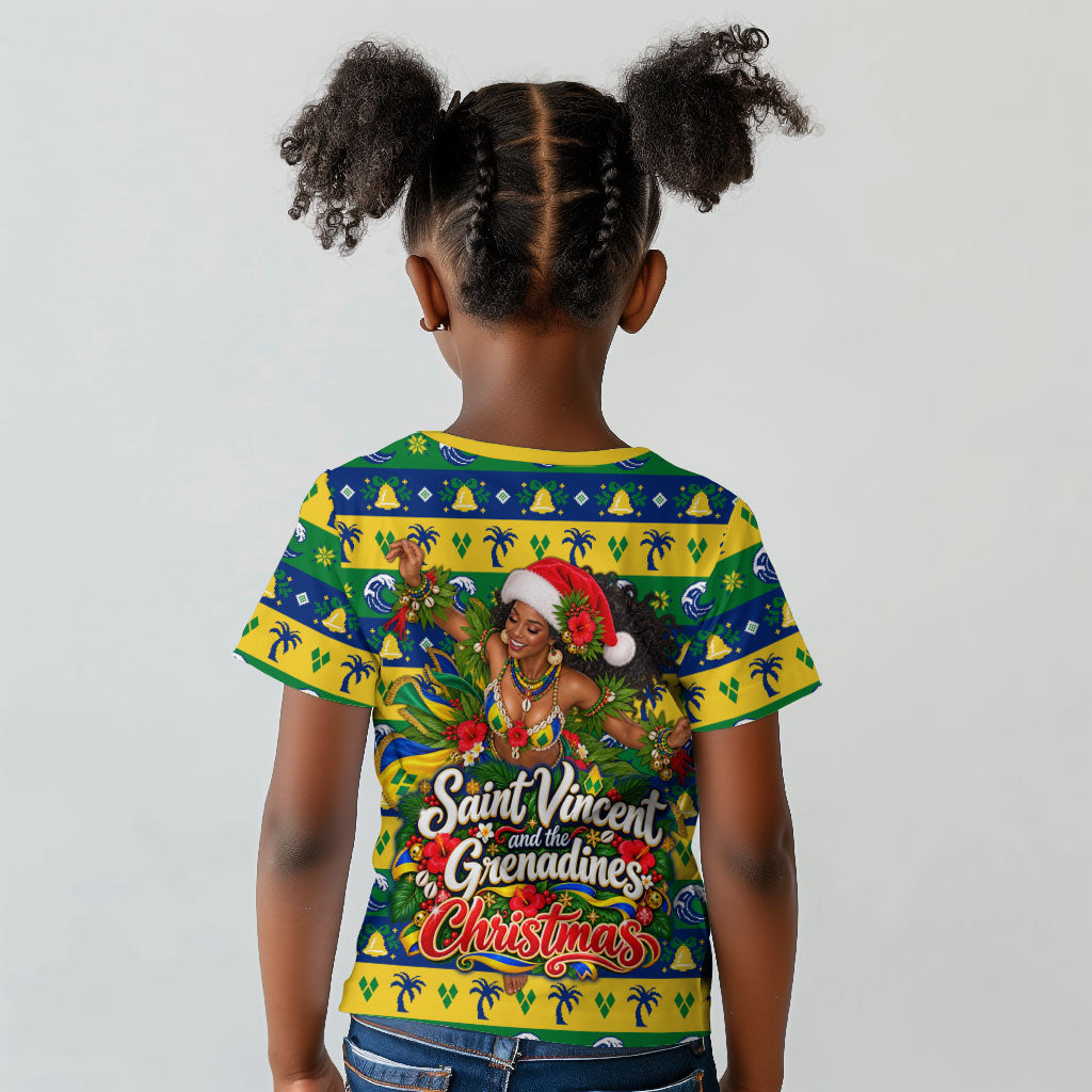 Saint Vincent And The Grenadines Christmas Kid T shirt Caribbean Island Girl Dancer Tropical Winter