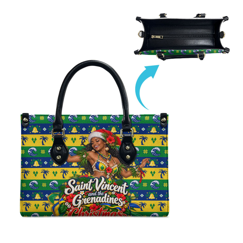 Saint Vincent And The Grenadines Christmas Leather Bag Caribbean Island Girl Dancer Tropical Winter