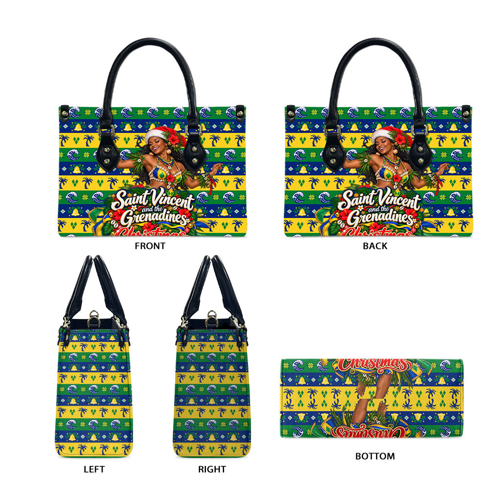 Saint Vincent And The Grenadines Christmas Leather Bag Caribbean Island Girl Dancer Tropical Winter