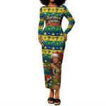 Saint Vincent And The Grenadines Christmas Long Sleeve Bodycon Dress Caribbean Island Girl Dancer Tropical Winter