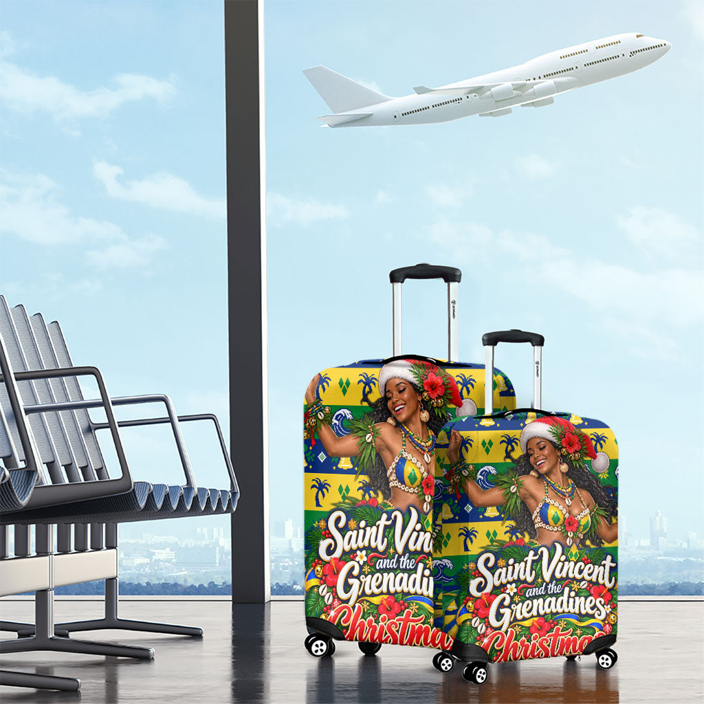 Saint Vincent And The Grenadines Christmas Luggage Cover Caribbean Island Girl Dancer Tropical Winter