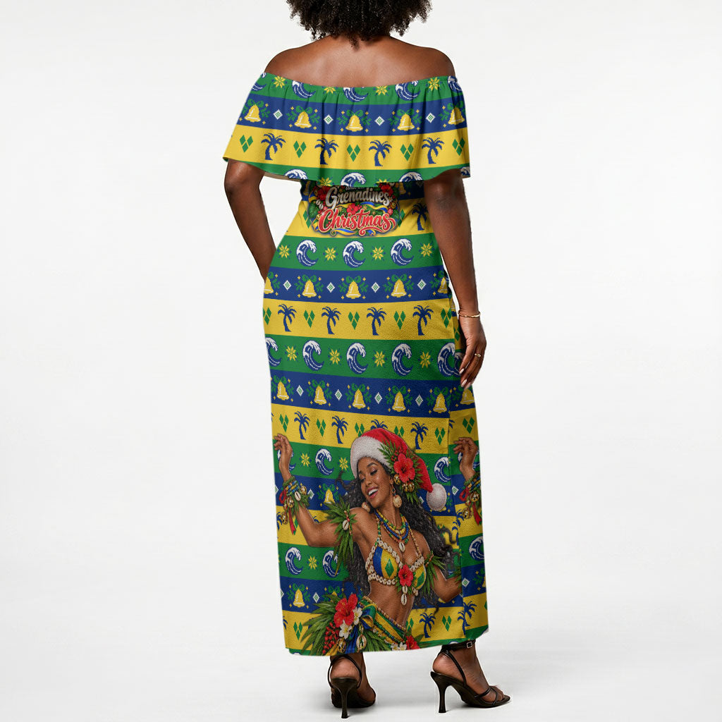 Saint Vincent And The Grenadines Christmas Off Shoulder Maxi Dress Caribbean Island Girl Dancer Tropical Winter