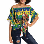 Saint Vincent And The Grenadines Christmas Off Shoulder Wrap Waist Top Caribbean Island Girl Dancer Tropical Winter