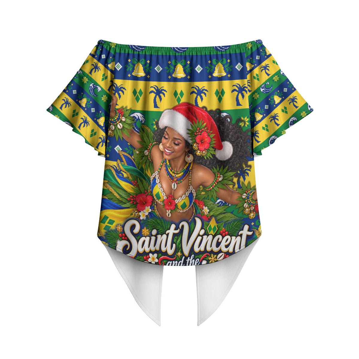 Saint Vincent And The Grenadines Christmas Off Shoulder Wrap Waist Top Caribbean Island Girl Dancer Tropical Winter