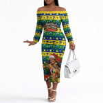 Saint Vincent And The Grenadines Christmas Off The Shoulder Long Sleeve Dress Caribbean Island Girl Dancer Tropical Winter