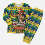 Saint Vincent And The Grenadines Christmas Pajama Set Caribbean Island Girl Dancer Tropical Winter