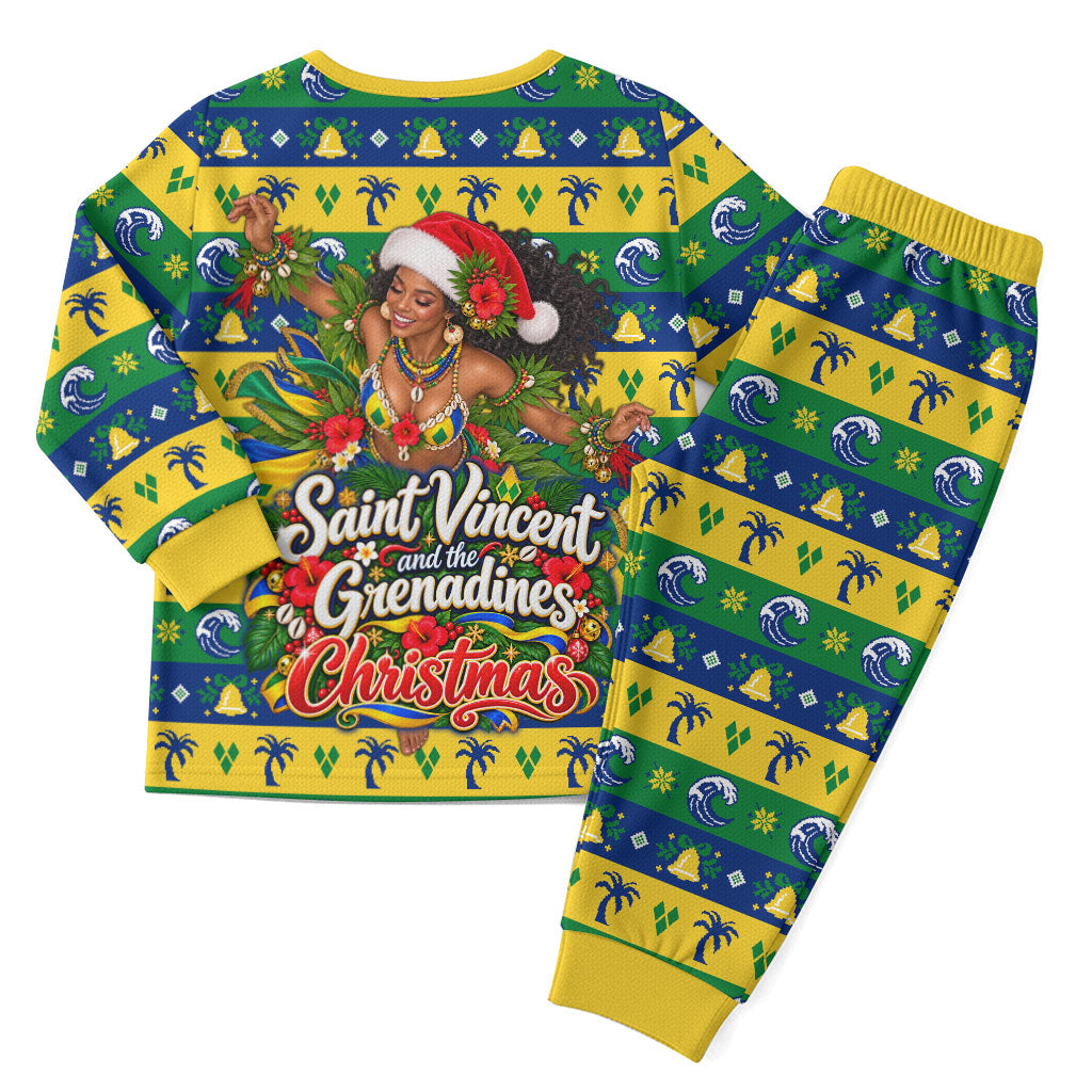 Saint Vincent And The Grenadines Christmas Pajama Set Caribbean Island Girl Dancer Tropical Winter