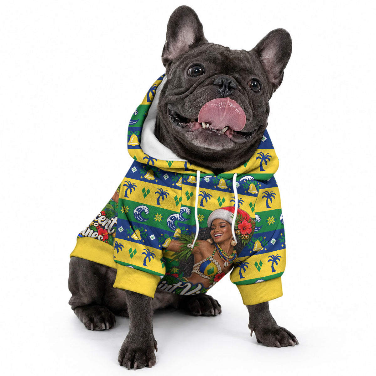 Saint Vincent And The Grenadines Christmas Pet Hoodie Caribbean Island Girl Dancer Tropical Winter
