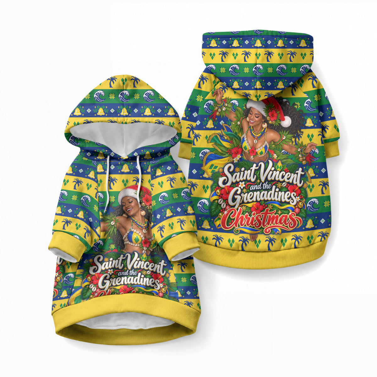 Saint Vincent And The Grenadines Christmas Pet Hoodie Caribbean Island Girl Dancer Tropical Winter