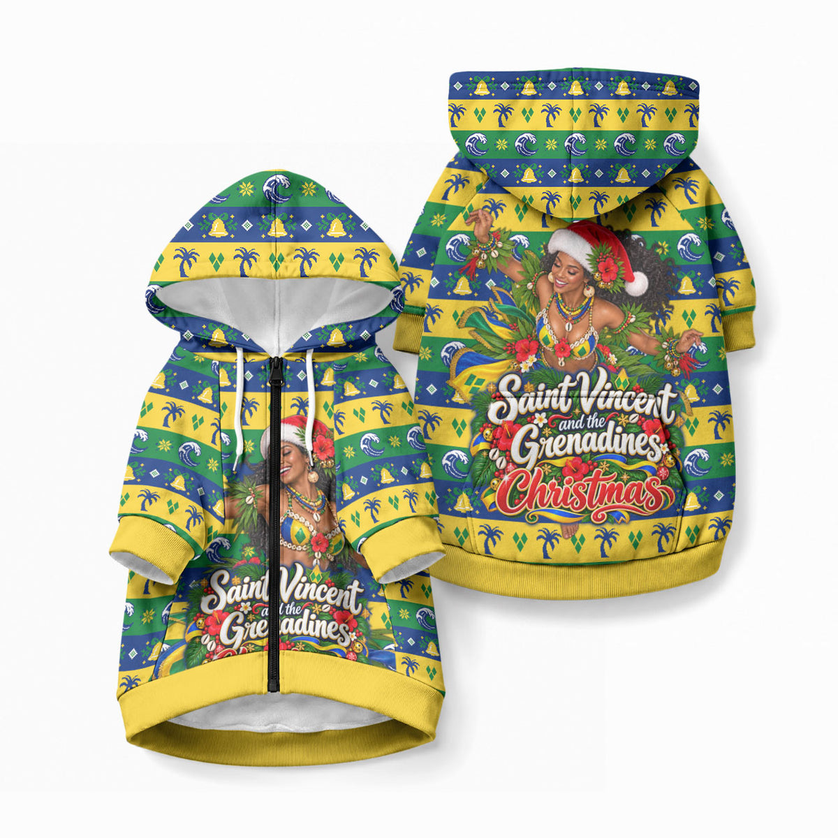 Saint Vincent And The Grenadines Christmas Pet Hoodie Caribbean Island Girl Dancer Tropical Winter